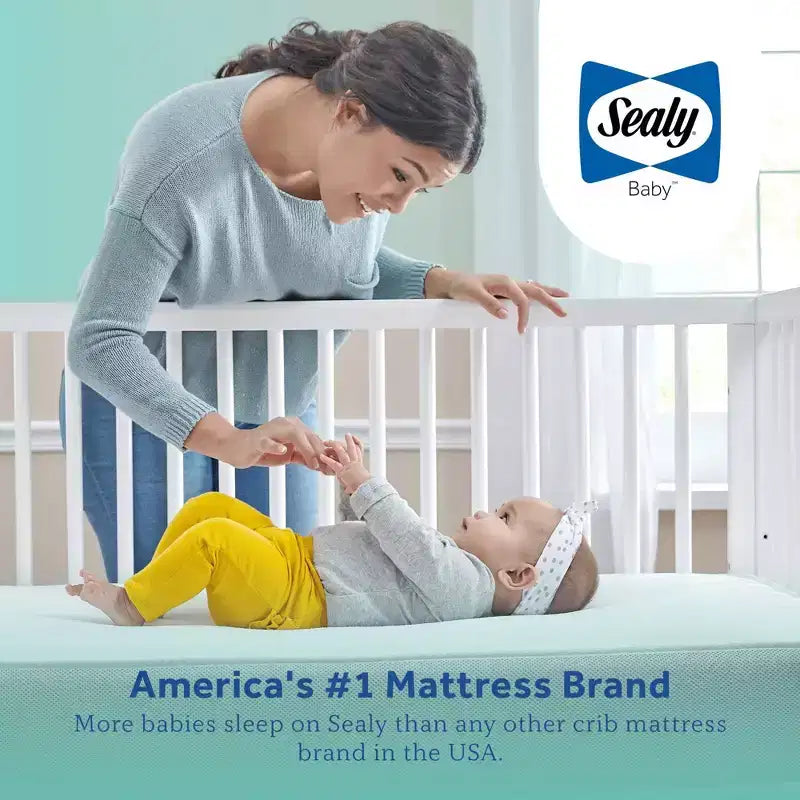 Materasso Sealy Cotton Cozy Rest a 2 stadi per culla e lettino: ipoallergenico, con rivestimento impermeabile, rigidità media, spessore 14 cm