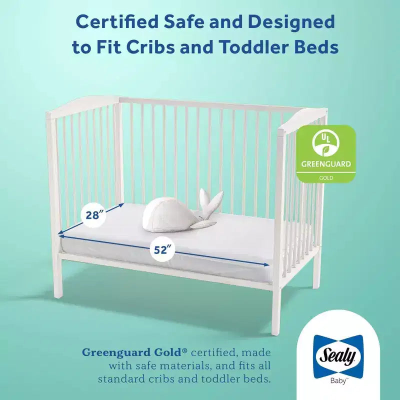 Materasso Sealy Cotton Cozy Rest a 2 stadi per culla e lettino: ipoallergenico, con rivestimento impermeabile, rigidità media, spessore 14 cm