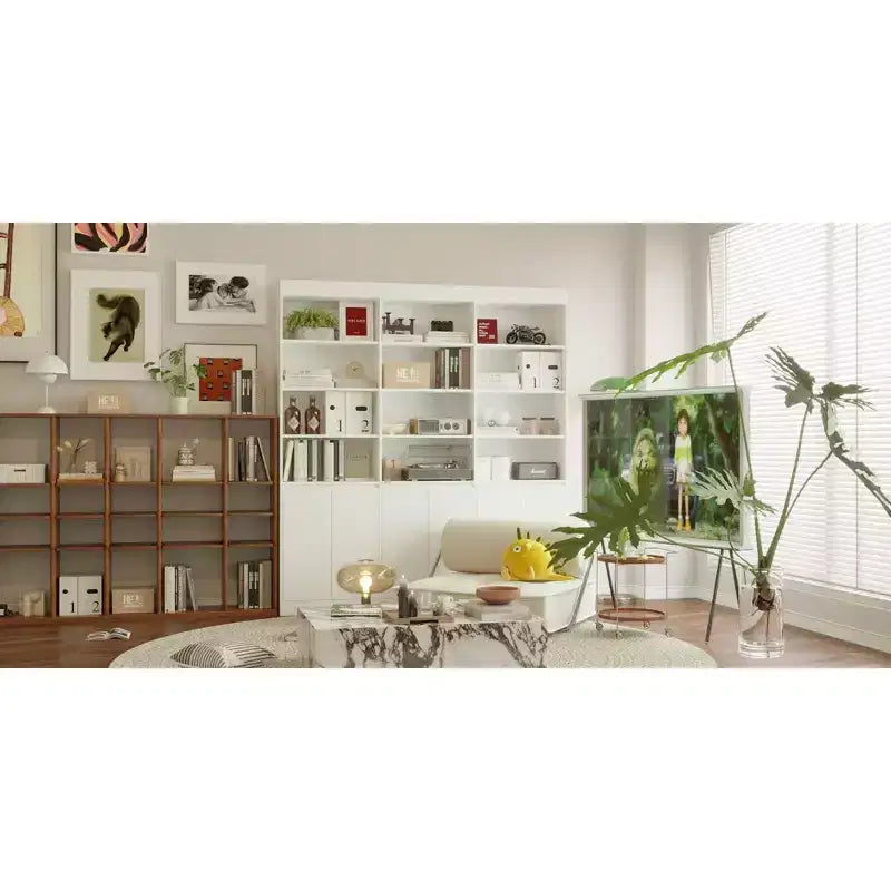 Famapy Libreria Grande Bianca: Ampio Spazio di Archiviazione in un Design Minimalista