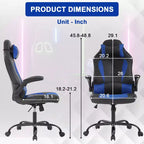 BestMassage Sedia da Gaming, Sedia da Ufficio, Sedia da Scrivania per Computer con Supporto Lombare e Poggiatesta Regolabile, Sedia da Gamer in Pelle PU per Adulti