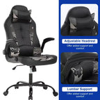BestMassage Sedia da Gaming, Sedia da Ufficio, Sedia da Scrivania per Computer con Supporto Lombare e Poggiatesta Regolabile, Sedia da Gamer in Pelle PU per Adulti