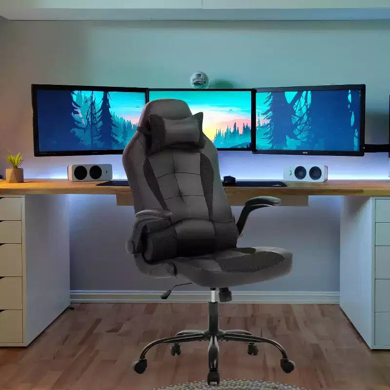 BestMassage Sedia da Gaming, Sedia da Ufficio, Sedia da Scrivania per Computer con Supporto Lombare e Poggiatesta Regolabile, Sedia da Gamer in Pelle PU per Adulti