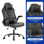 BestMassage Sedia da Gaming, Sedia da Ufficio, Sedia da Scrivania per Computer con Supporto Lombare e Poggiatesta Regolabile, Sedia da Gamer in Pelle PU per Adulti