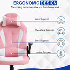 BestMassage Sedia da Gaming, Sedia da Ufficio, Sedia da Scrivania per Computer con Supporto Lombare e Poggiatesta Regolabile, Sedia da Gamer in Pelle PU per Adulti