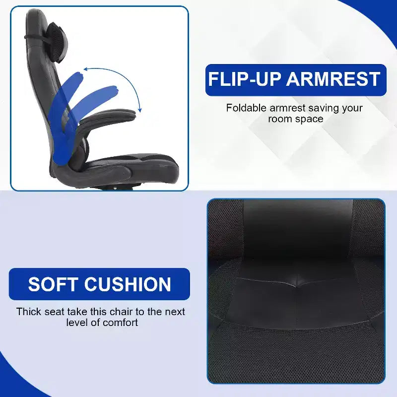 BestMassage Sedia da Gaming, Sedia da Ufficio, Sedia da Scrivania per Computer con Supporto Lombare e Poggiatesta Regolabile, Sedia da Gamer in Pelle PU per Adulti