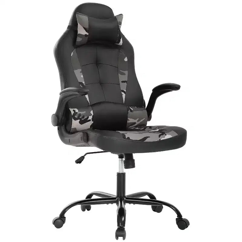 BestMassage Sedia da Gaming, Sedia da Ufficio, Sedia da Scrivania per Computer con Supporto Lombare e Poggiatesta Regolabile, Sedia da Gamer in Pelle PU per Adulti