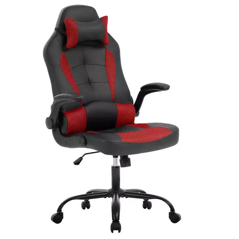 BestMassage Sedia da Gaming, Sedia da Ufficio, Sedia da Scrivania per Computer con Supporto Lombare e Poggiatesta Regolabile, Sedia da Gamer in Pelle PU per Adulti