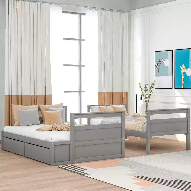 Letto a castello singolo su una piazza e mezza con 2 cassetti portaoggetti