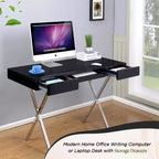 Kings Brand Furniture Scrivania da ufficio Logan con cassetti, vassoio tastiera e struttura a X Scrivania per computer, scrivania, scrivania da ufficio