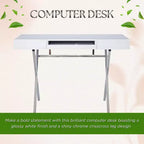 Kings Brand Furniture Scrivania da ufficio Logan con cassetti, vassoio tastiera e struttura a X Scrivania per computer, scrivania, scrivania da ufficio