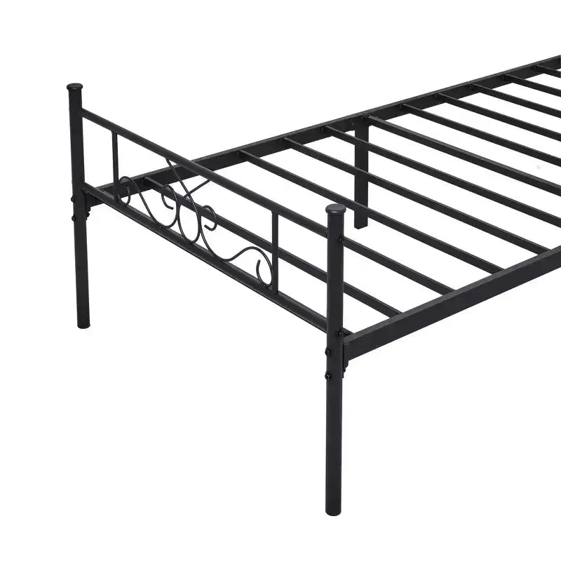 Struttura letto matrimoniale/una piazza e mezza/queen/king size con testiera e pediera, piattaforma letto in metallo, nero