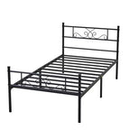 Struttura letto matrimoniale/una piazza e mezza/queen/king size con testiera e pediera, piattaforma letto in metallo, nero