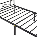 Struttura letto matrimoniale/una piazza e mezza/queen/king size con testiera e pediera, piattaforma letto in metallo, nero