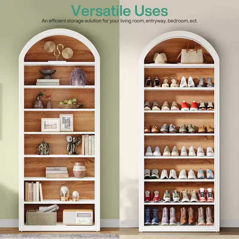 78.74 Scaffale, Libreria ad arco in legno con ripiani espositivi