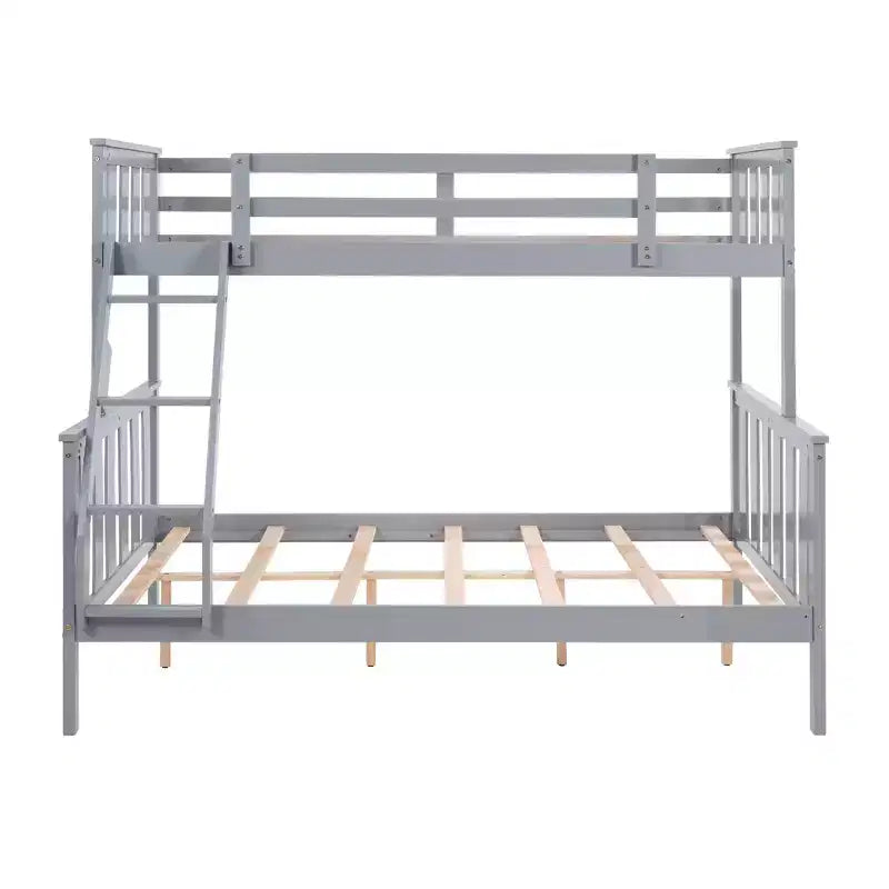 Letto a castello a due piazze con scaletta Telaio in legno con sponde alte per bambini Non è necessaria la rete a molle Robusto e salvaspazio Grigio