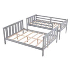 Letto a castello a due piazze con scaletta Telaio in legno con sponde alte per bambini Non è necessaria la rete a molle Robusto e salvaspazio Grigio