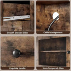 Dispensa da Cucina Autoportante con Cassetti e Credenza, Ripiani Regolabili e Supporto per Microonde, Unità di Stoccaggio Alta 160 cm per Sale da Pranzo