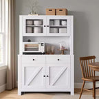 Dispensa da Cucina Autoportante con Cassetti e Credenza, Ripiani Regolabili e Supporto per Microonde, Unità di Stoccaggio Alta 160 cm per Sale da Pranzo