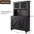 Dispensa da Cucina Autoportante con Cassetti e Credenza, Ripiani Regolabili e Supporto per Microonde, Unità di Stoccaggio Alta 160 cm per Sale da Pranzo