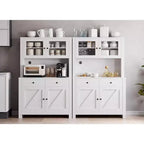 Dispensa da Cucina Autoportante con Cassetti e Credenza, Ripiani Regolabili e Supporto per Microonde, Unità di Stoccaggio Alta 160 cm per Sale da Pranzo