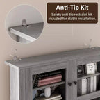 Dispensa da Cucina Autoportante con Cassetti e Credenza, Ripiani Regolabili e Supporto per Microonde, Unità di Stoccaggio Alta 160 cm per Sale da Pranzo