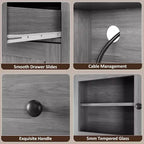 Dispensa da Cucina Autoportante con Cassetti e Credenza, Ripiani Regolabili e Supporto per Microonde, Unità di Stoccaggio Alta 160 cm per Sale da Pranzo