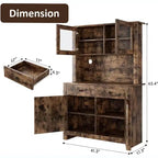 Dispensa da Cucina Autoportante con Cassetti e Credenza, Ripiani Regolabili e Supporto per Microonde, Unità di Stoccaggio Alta 160 cm per Sale da Pranzo