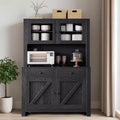 Freestanding Kitchen Pantry Cabinet with Drawers and Hutch, Adjustable Shelves and Microwave Stand, 63-Inch Tall Storage Unit for Dining Rooms