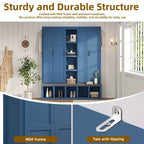 Appendiabiti da ingresso 4 in 1 Blue Farmhouse con 6 ganci, panca in legno per mudroom con scomparti aperti