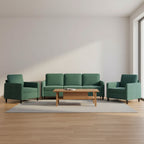 vidaXL 3-Piece Dark Green Velvet Sofa Set - Sturdy Metal/Plywood Frame, Comfortable Foam Filled Seating for Living Room