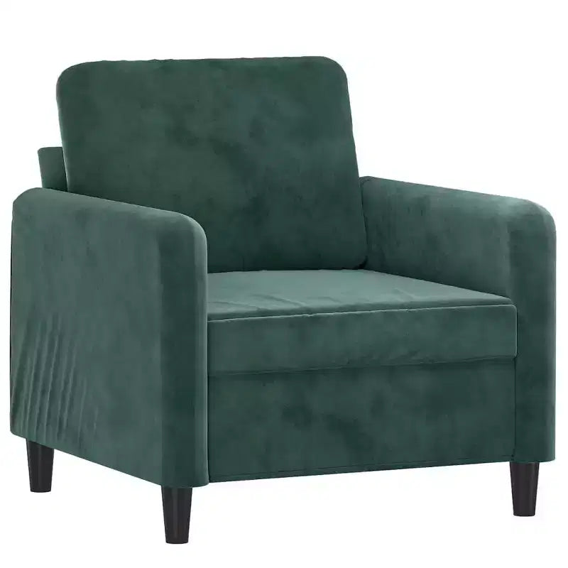 vidaXL Set Divani a 3 Pezzi in Velluto Verde Scuro - Robusta Struttura in Metallo/Compensato, Seduta Comoda Imbottita in Schiuma per Salotto