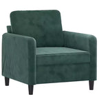 vidaXL Set Divani a 3 Pezzi in Velluto Verde Scuro - Robusta Struttura in Metallo/Compensato, Seduta Comoda Imbottita in Schiuma per Salotto