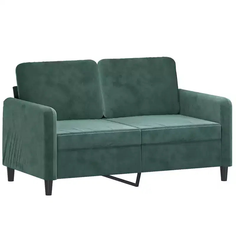 vidaXL Set Divani a 3 Pezzi in Velluto Verde Scuro - Robusta Struttura in Metallo/Compensato, Seduta Comoda Imbottita in Schiuma per Salotto