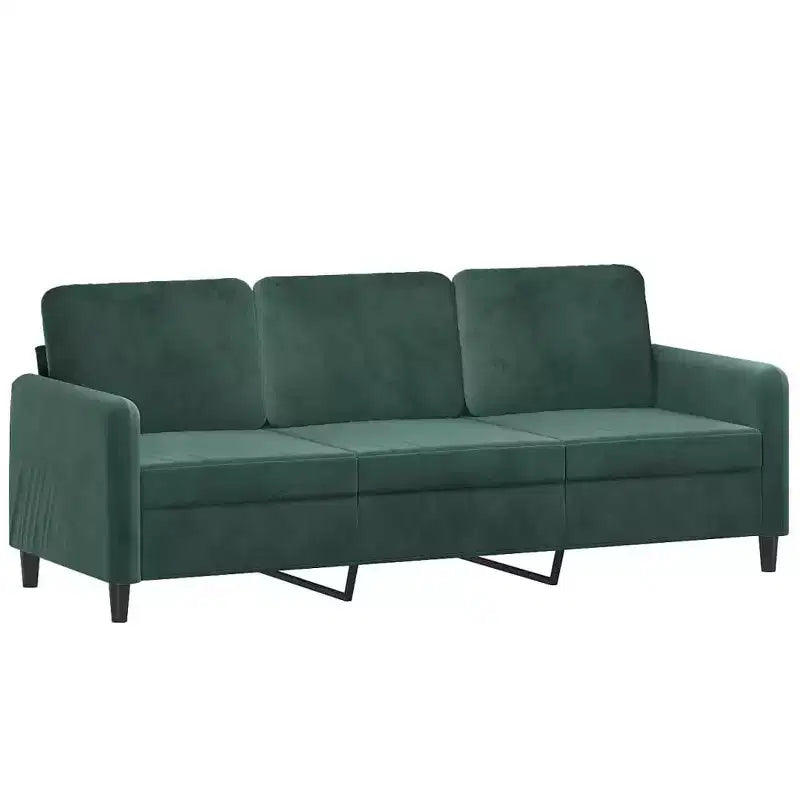 vidaXL Set Divani a 3 Pezzi in Velluto Verde Scuro - Robusta Struttura in Metallo/Compensato, Seduta Comoda Imbottita in Schiuma per Salotto