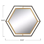 Specchio da parete Storied Home Hexagon 2-Tone con cornice in metallo, Nero e Oro