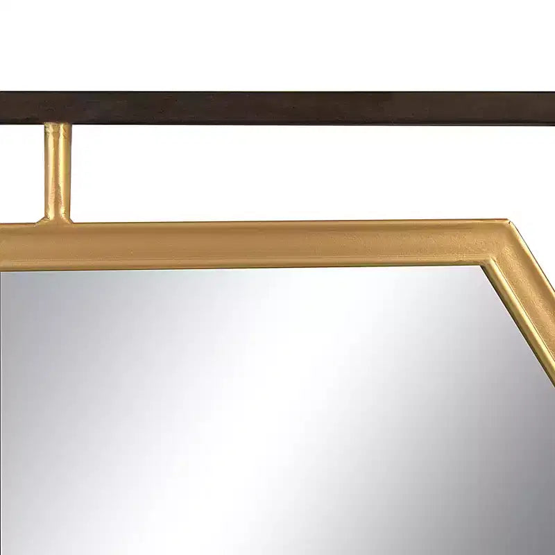 Specchio da parete Storied Home Hexagon 2-Tone con cornice in metallo, Nero e Oro