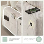 Divano sezionale modulare a U extra large da 140" con poggiapiedi, consolle, caricatore USB, portabicchieri, contenitore e rivestimento in velluto a coste, 6 posti per soggiorno