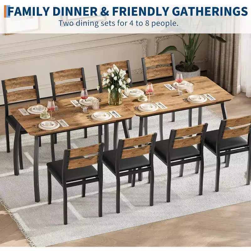 Set da pranzo da 5 pezzi per 4 persone, tavolo da cucina moderno e 4 sedie, struttura in metallo salvaspazio, per piccoli appartamenti, sala da pranzo