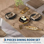 Set da pranzo da 5 pezzi per 4 persone, tavolo da cucina moderno e 4 sedie, struttura in metallo salvaspazio, per piccoli appartamenti, sala da pranzo