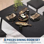 Set da pranzo da 5 pezzi per 4 persone, tavolo da cucina moderno e 4 sedie, struttura in metallo salvaspazio, per piccoli appartamenti, sala da pranzo