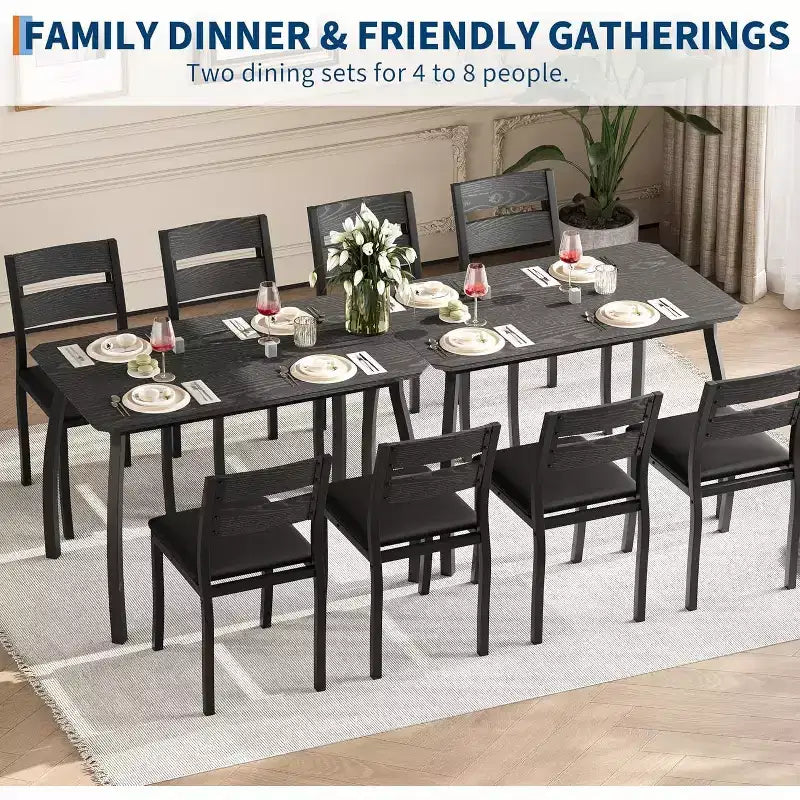 Set da pranzo da 5 pezzi per 4 persone, tavolo da cucina moderno e 4 sedie, struttura in metallo salvaspazio, per piccoli appartamenti, sala da pranzo