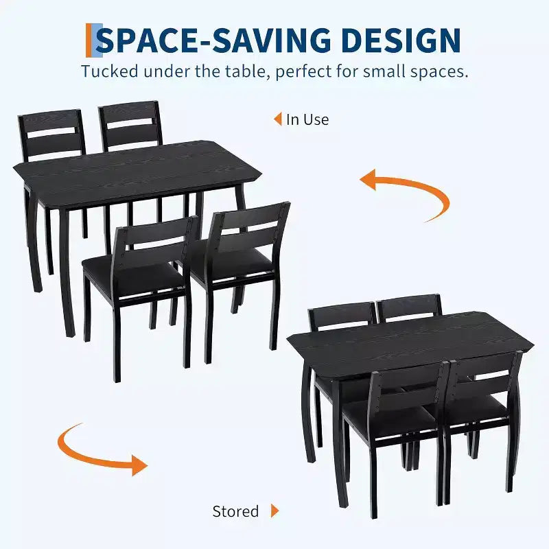 Set da pranzo da 5 pezzi per 4 persone, tavolo da cucina moderno e 4 sedie, struttura in metallo salvaspazio, per piccoli appartamenti, sala da pranzo