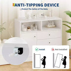 Fasciatoio per neonati Acekool con fasciatoio, fasciatoio in legno per neonati con cassetti, armadietto, ripiani aperti, per camera da letto o nursery