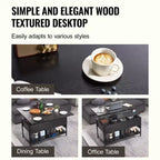 VEVOR Tavolino da Caffè con Parte Superiore Sollevabile, Tavolino da Caffè Rettangolare da 100 cm, Tavolino da Caffè Ribaltabile con Presa Multipla e USB e Illuminazione Ambientale, Nero