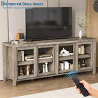 Mobile porta TV Garvee per 65 pollici, mobile TV con armadietto e 4 ante scorrevoli in vetro, tavolo console per soggiorno camera da letto