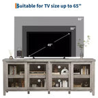 Mobile porta TV Garvee per 65 pollici, mobile TV con armadietto e 4 ante scorrevoli in vetro, tavolo console per soggiorno camera da letto