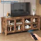 Mobile porta TV Garvee per 65 pollici, mobile TV con armadietto e 4 ante scorrevoli in vetro, tavolo console per soggiorno camera da letto
