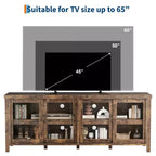 Mobile porta TV Garvee per 65 pollici, mobile TV con armadietto e 4 ante scorrevoli in vetro, tavolo console per soggiorno camera da letto