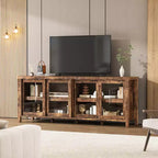 Mobile porta TV Garvee per 65 pollici, mobile TV con armadietto e 4 ante scorrevoli in vetro, tavolo console per soggiorno camera da letto