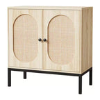31.5 Mobile Credenza Buffet, Mobile Contenitore in Rattan con Ripiani Regolabili, Mobile Dispensa da Cucina per Soggiorno Sala da Pranzo Ingresso